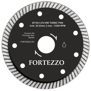 Диск алмазный FORTEZZO F-TURBO 115x1.4Tx10W